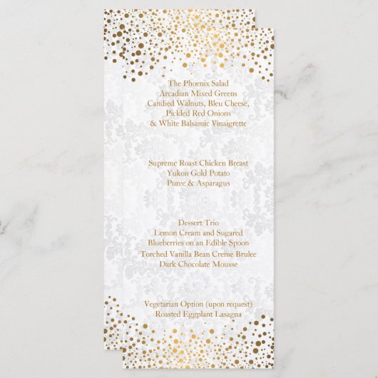 Trouwdag Trendy Gouden Stippen - Menu (Voorkant / Achterkant)