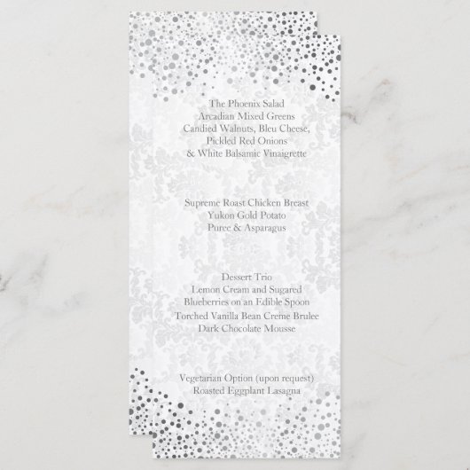 Trouwdag Trendy Silver Stippen Menu (Voorkant / Achterkant)