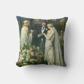 Trouwdag uit het verleden, bruid en bruidegom met kussen (Voorkant)