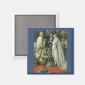 Trouwdag uit het verleden, bruid en bruidegom met  magneet (Voorkant / Achterkant)