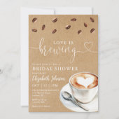 Trouwdag uitnodiging Love Is Brewing Coffee QR Cod (Voorkant)