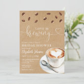 Trouwdag uitnodiging Love Is Brewing Coffee QR Cod (Staand voorkant)