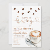 Trouwdag uitnodiging Love Is Brewing Coffee QR Cod (Voorkant)