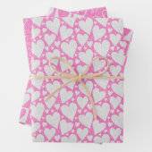 Trouwdag Valentijnsdag Roze Witte Glitter Harten Inpakpapier Vel (In situ)