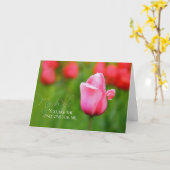 Trouwdag van de vrouw met roze tulp kaart (Gele Bloem)