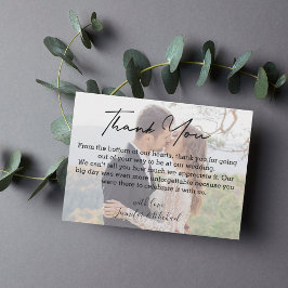 Trouwdag vervaagde foto chic bedankt notitiekaartje