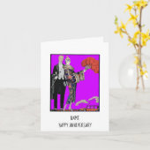 Trouwdag Vintage Barbier Stel Kaart (Gele Bloem)