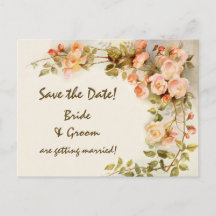 Trouwdag Vintage, Roze Roos Bloemen, Bewaar de Dat
