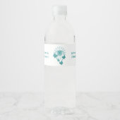 Trouwdag Waterfles Label Turquoise Vlinders Hart Waterfles Etiket (Voorkant)