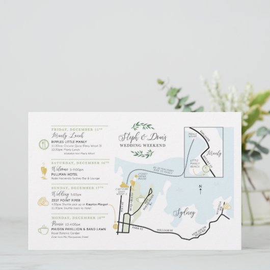 Trouwdag Welkomstkaart Kaart AUS - voor STEPH (Staand voorkant)