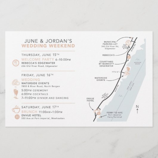 Trouwdag Welkomstkaart Kaart - voor JUNI (Achterkant)