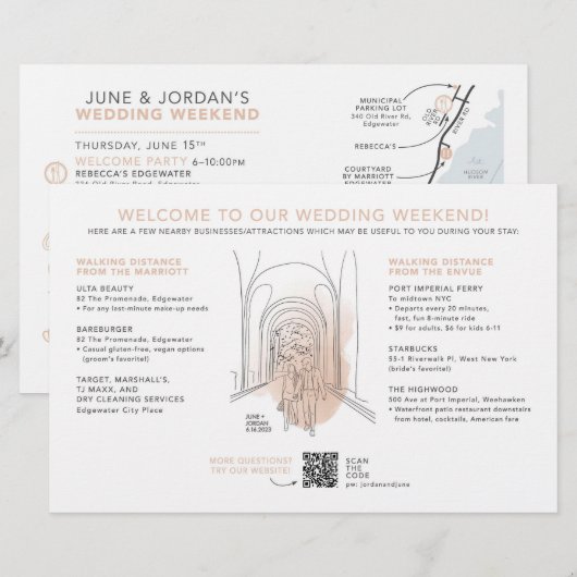 Trouwdag Welkomstkaart Kaart - voor JUNI (Voorkant / Achterkant)