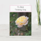 Trouwdag wensen roze gele roos kaart (Voorkant)