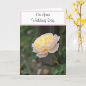 Trouwdag wensen roze gele roos kaart (Gele Bloem)