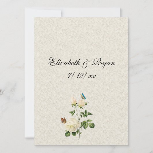 Trouwdag, Witte Rozen, Huwelijksadvies Kaart (Achterkant)