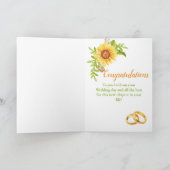 Trouwdag Zonnebloem Groen Gefeliciteerd Kaart (Binnen)