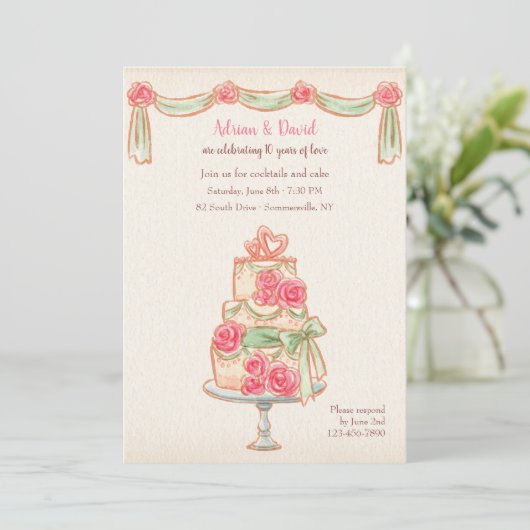 Trouwdagcake Kaart (Staand voorkant)