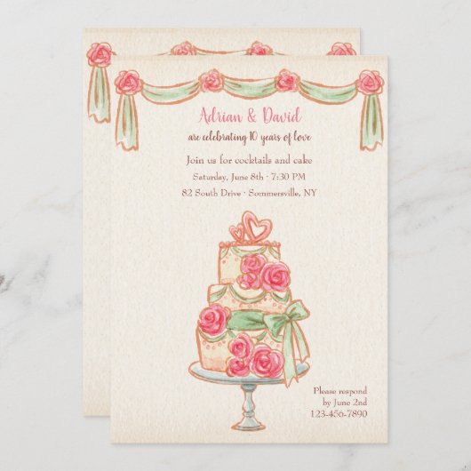 Trouwdagcake Kaart (Voorkant / Achterkant)