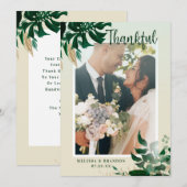 Trouwdagfotografie Tropisch blad foto Bedankkaart (Voorkant / Achterkant)