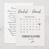 Trouwdagkaart, Op uw trouwdag kaart, Kalenders Save The Date (Voorkant / Achterkant)