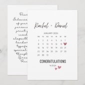 Trouwdagkaart, Op uw trouwdag kaart, Kalenders Save The Date (Voorkant / Achterkant)