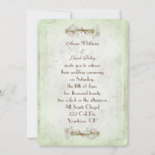 trouwdagmaaltijd in zacht groen met gedraaide papi kaart (Achterkant)