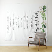 Trouwdagprogramma met eucalyptusbladeren wandkleed (In Situ (horizontaal))