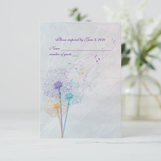 trouwdandelion en muziek RSVP (Staand voorkant)