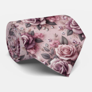 Trouwdas voor luxe bruiloft Roze paarse rozen & Stropdas