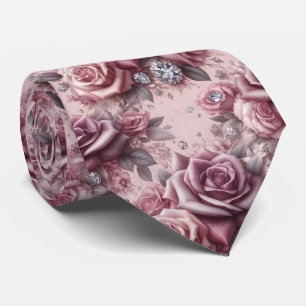 Trouwdas voor luxe bruiloft Roze paarse rozen & Stropdas