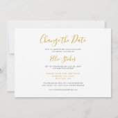 Trouwdatum Aanpassen Bruiloft Chic Goud Schrift Save The Date (Achterkant)