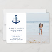 Trouwdatum Anker Monogram Foto Magnetische Uitnodiging (Voorkant)