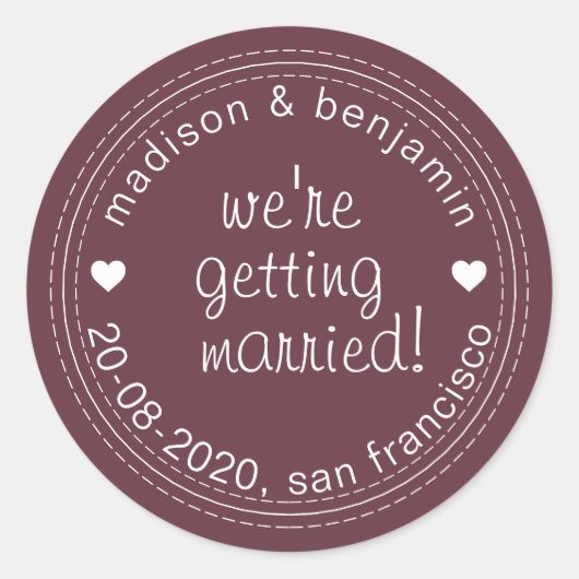 Trouwdatum bewaren Bourgondië Enveloppe Zegel (Voorkant)