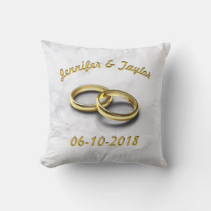 Trouwdatum Bruid & Bruidegom Aanpasbare Gouden Rin Kussen