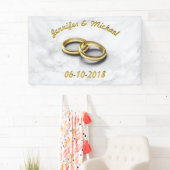 Trouwdatum Bruid & Bruidegom Aanpasbare Gouden Rin Spandoek (Insitu)