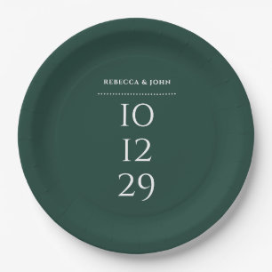 Trouwdatum Emerald Green Minimalistische Speciale  Papieren Bordje