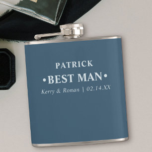 Trouwdatum en Namen Blauw Persoonlijke Beste Man Heupfles