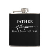 Trouwdatum en namen Zwart Vader van de bruidegom Heupfles (Voorkant)