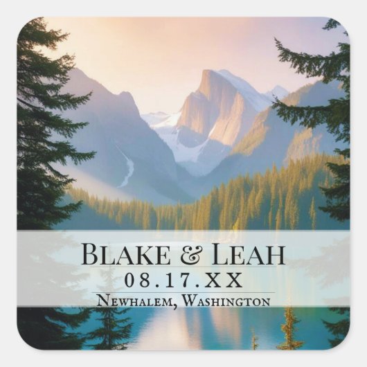  trouwdatum evenement Sticker Mountain (Voorkant)