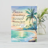 Trouwdatum Foto Tropisch Strand Save The Date (Staand voorkant)