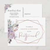 Trouwdatum Gewijzigd Bloemige Geometrische Vormgev Aankondigingskaart (Voorkant / Achterkant)