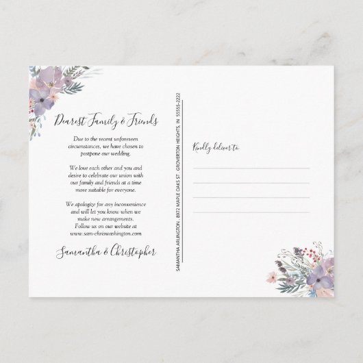 Trouwdatum Gewijzigd Bloemige Geometrische Vormgev Aankondigingskaart (Achterkant)
