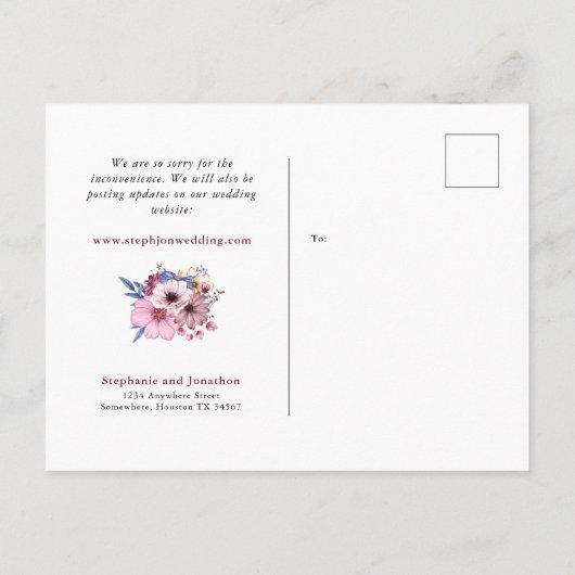 Trouwdatum Gewijzigd Dezelfde Liefde Nieuw Plan Bl Aankondigingskaart (Achterkant)