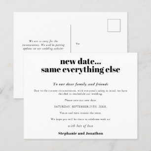 Trouwdatum Gewijzigd, Rest Alles Ongewijzigd Eenvo Aankondigingskaart