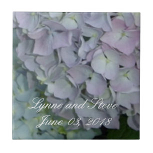 Trouwdatum in mauve Hydrangea Tegeltje