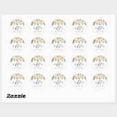 Trouwdatum & Initiaal van het paar Ronde Sticker (Vel)