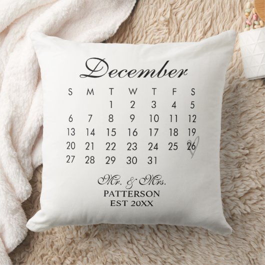 Trouwdatum Kalender Huwelijksdatum  Kussen (Deken)
