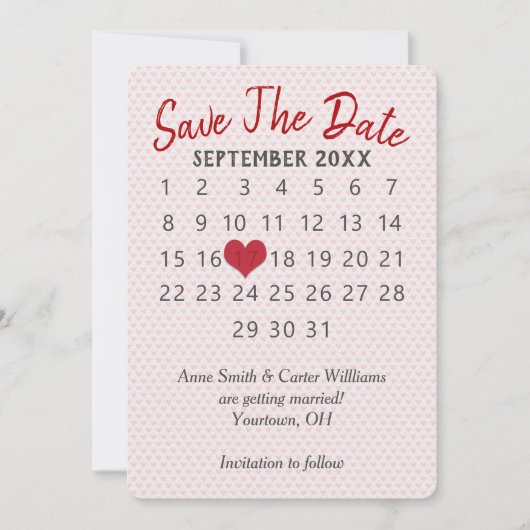 Trouwdatum kalender 'Save the Date' Kaart (Voorkant)