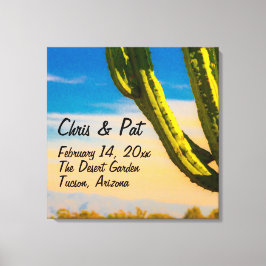 Trouwdatum Locatie Woestijn Saguaro Cactus Canvas Afdruk