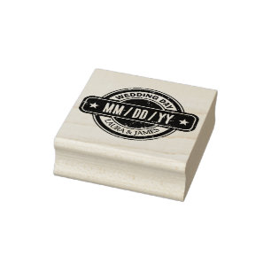 Trouwdatum met distressed uitstraling op huwelijks rubberstempel